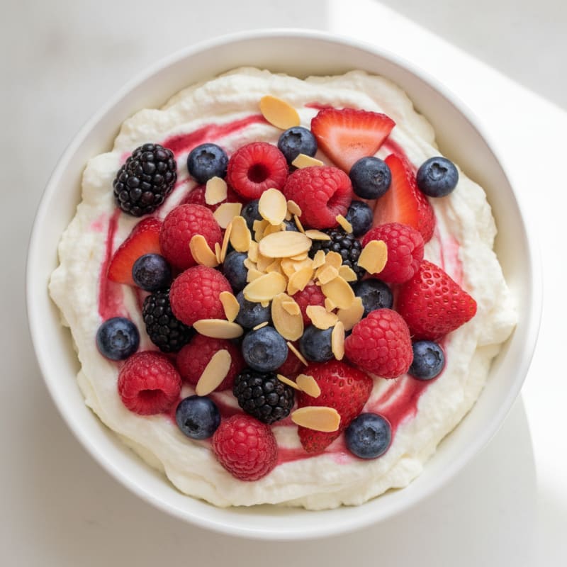 Greek Yogurt Protein Mousse with Mixed Berries