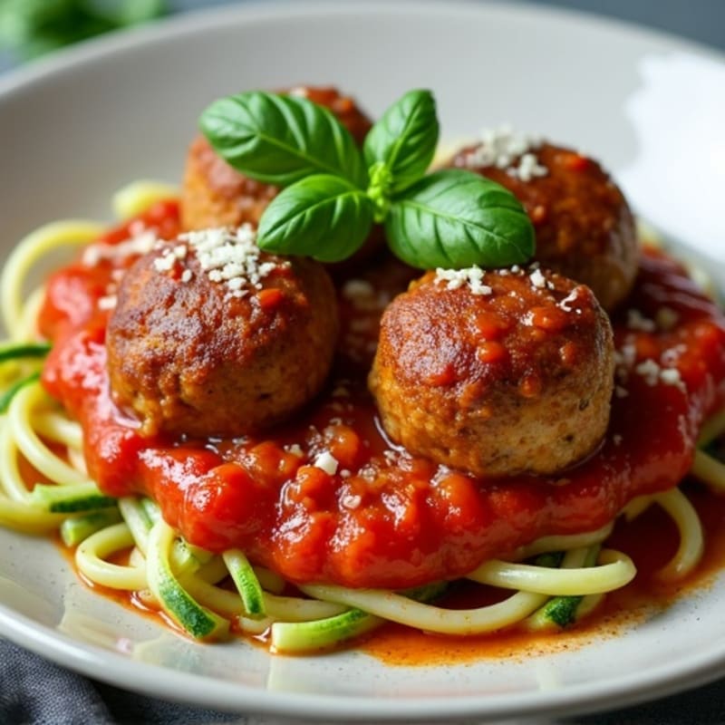 Lean Turkey Meatballs with Fresh Tomato Sauce and Zucchini Noodles