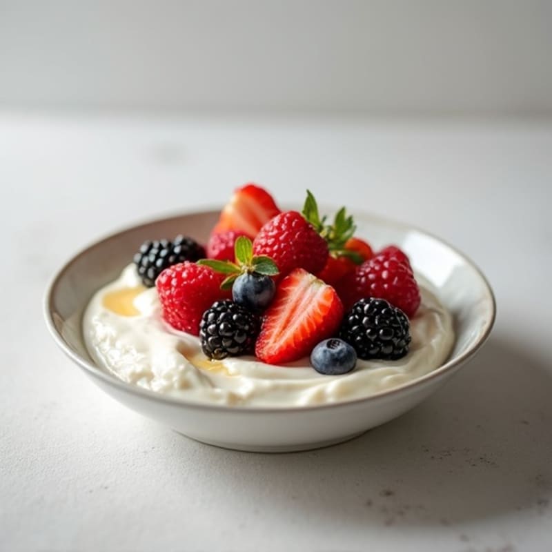 Silky Greek Yogurt with Protein Powder and Fresh Berries