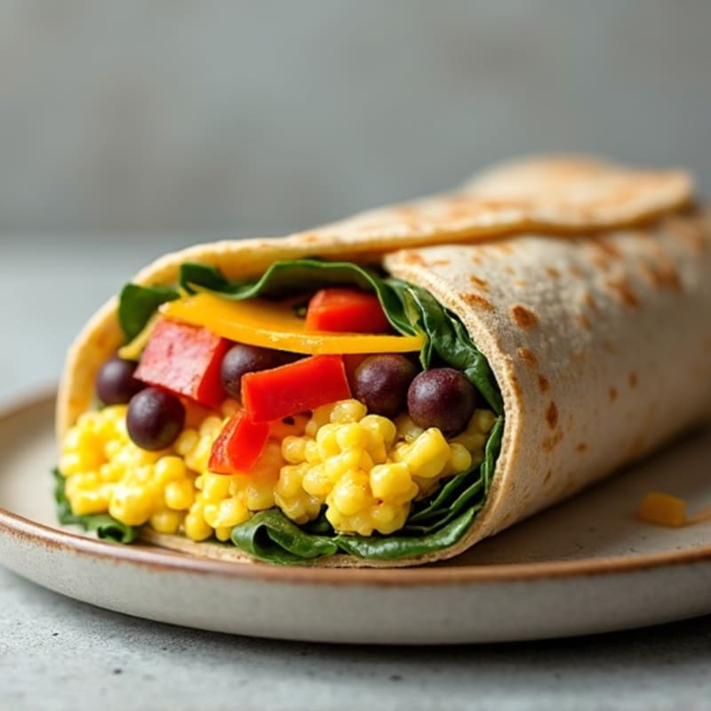 Hearty Scrambled Egg and Black Bean Breakfast Burrito
