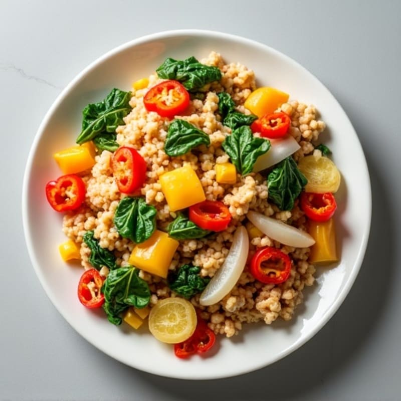 Egg White and Ground Turkey Veggie Scramble