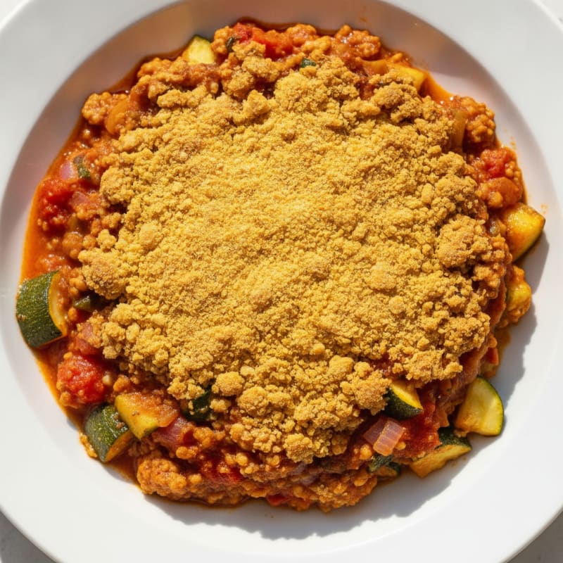 Savory Soya Mince and Vegetable Bake