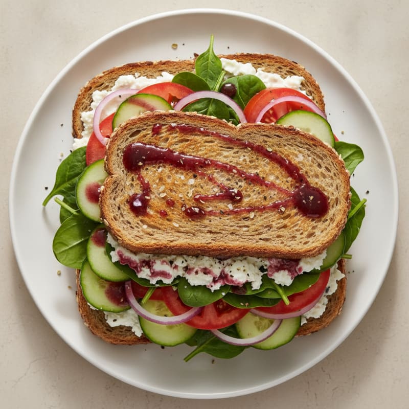 Mediterranean Veggie Sandwich with Red Wine Vinaigrette