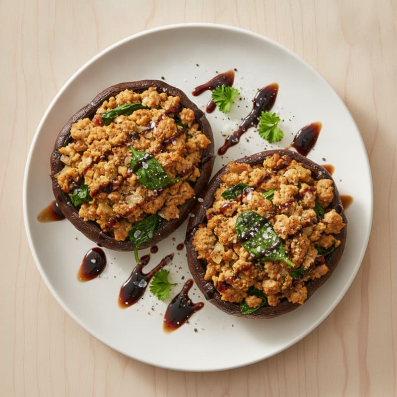 Herb-Stuffed Portobello Mushrooms with Balsamic Glaze