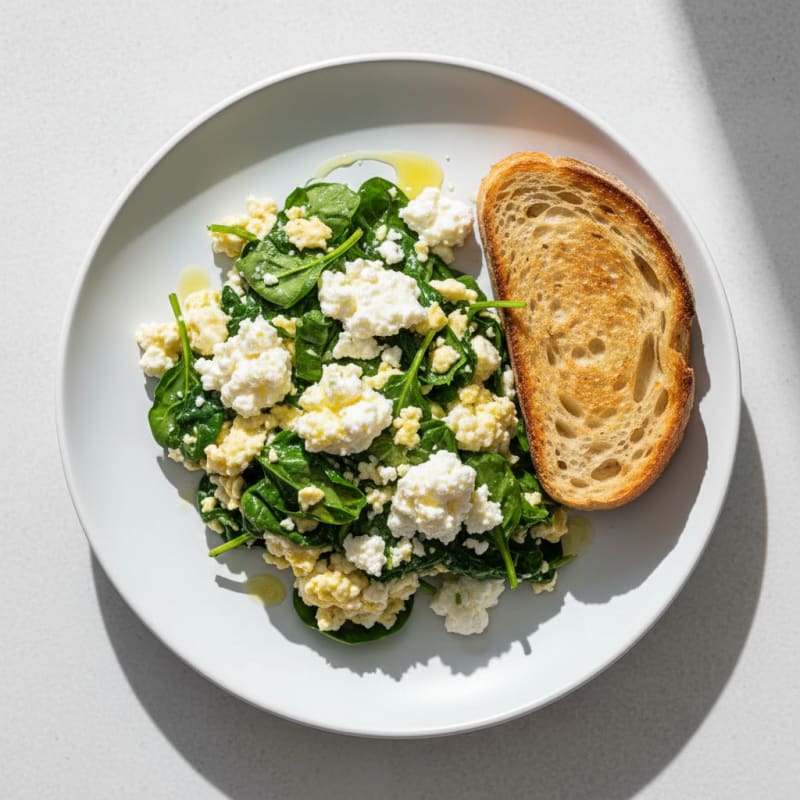 Egg White Scramble with Spinach and Cottage Cheese