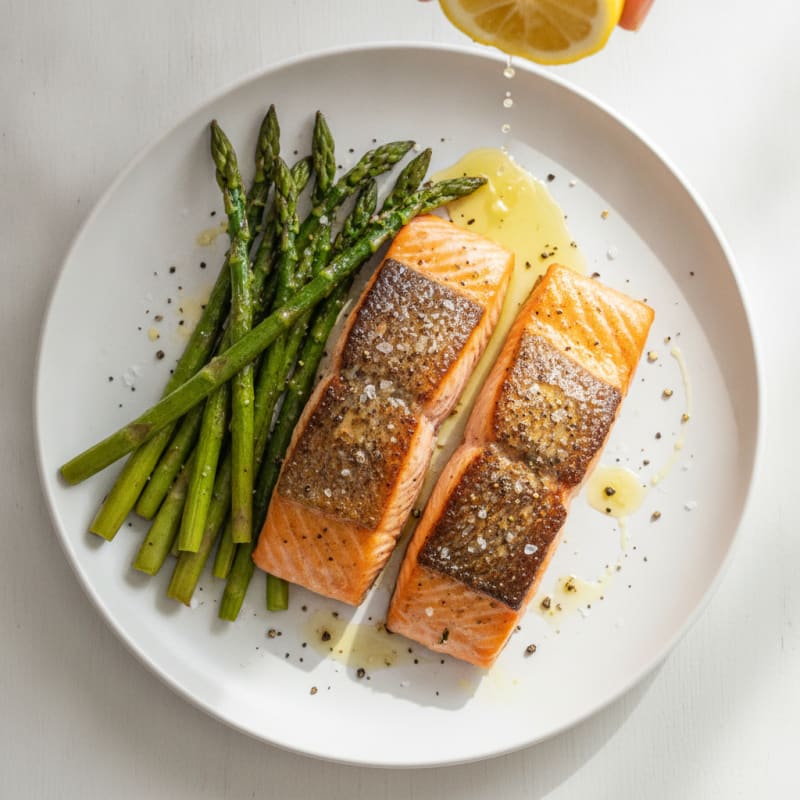 Pan-Seared Salmon with Roasted Asparagus