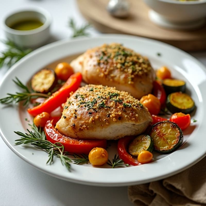 Herb-Crusted Sheet Pan Chicken Thighs with Roasted Vegetables