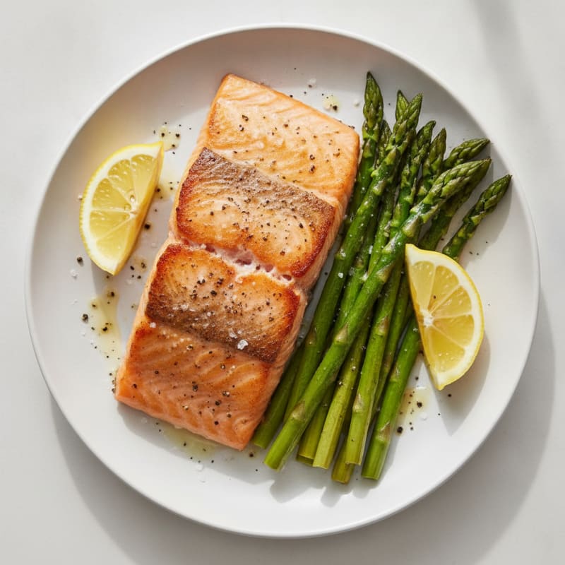 Pan-Seared Salmon with Roasted Asparagus