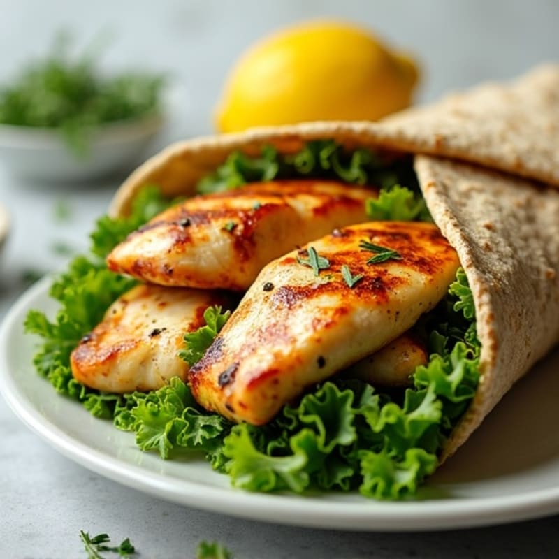 Lemon Herb Grilled Chicken Whole Wheat Wrap with Crunchy Greens