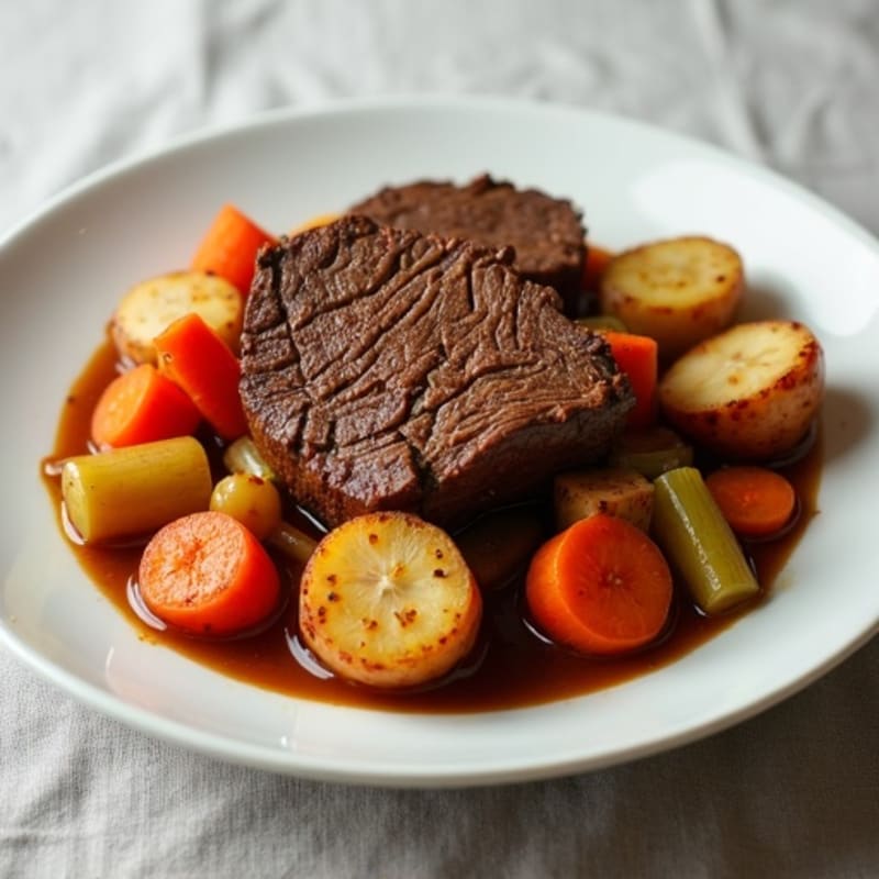 Tender Slow-Cooked Beef Pot Roast with Roasted Root Vegetables