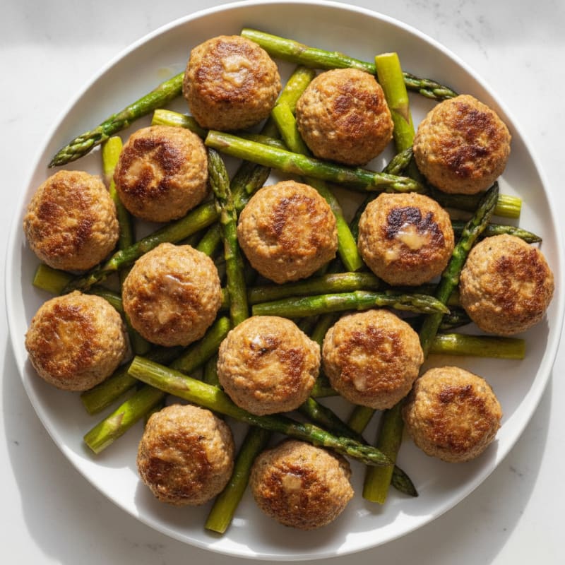 Herb-Roasted Meatballs with Asparagus