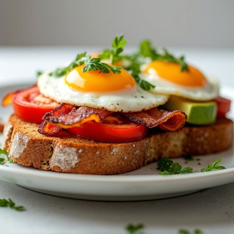 Crispy Bacon, Fresh Tomato, and Creamy Avocado Whole Grain Toast