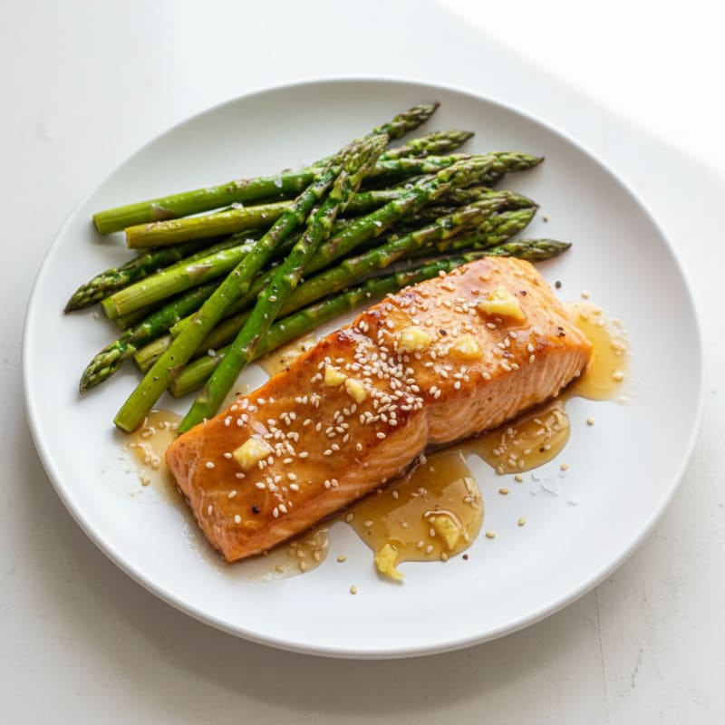 Golden Teriyaki-Glazed Salmon with Roasted Asparagus