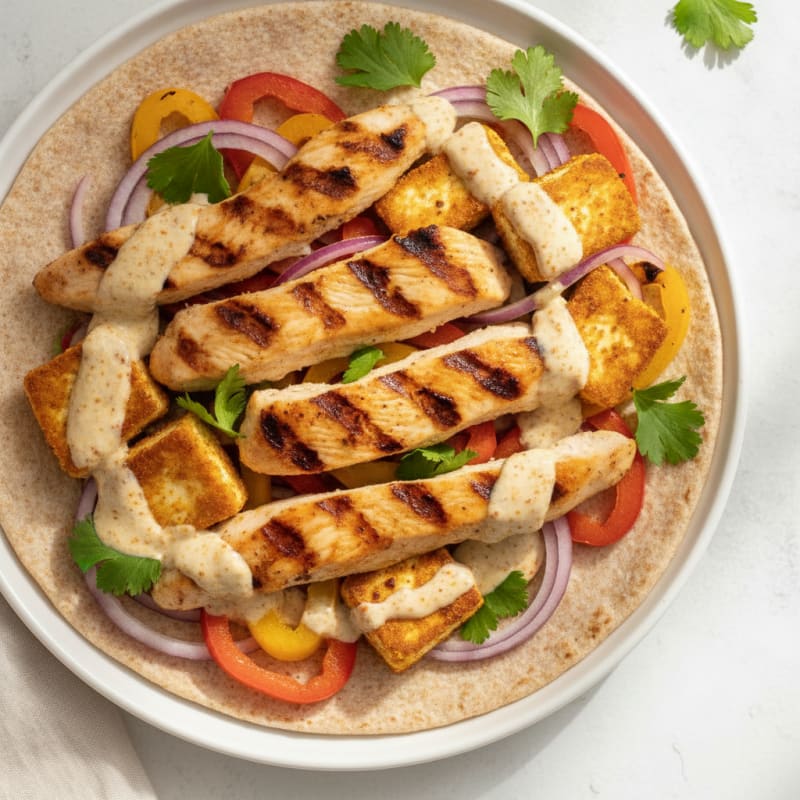 Grilled Chicken and Paneer Veggie Wrap