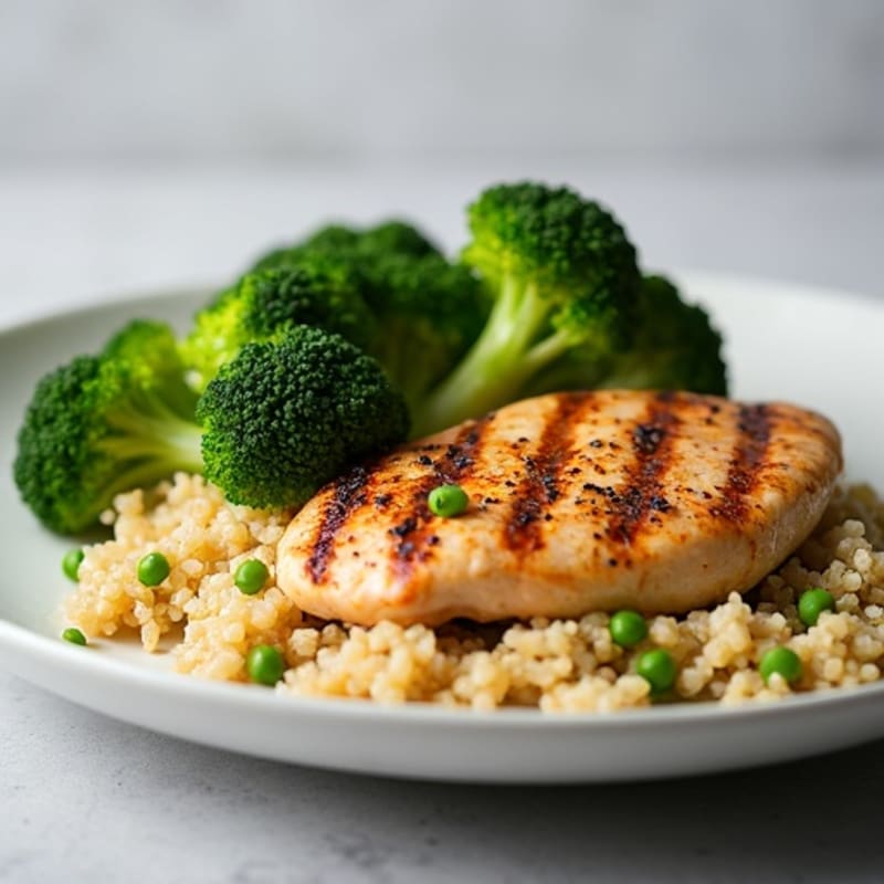 Grilled Chicken Breast with Quinoa and Steamed Broccoli