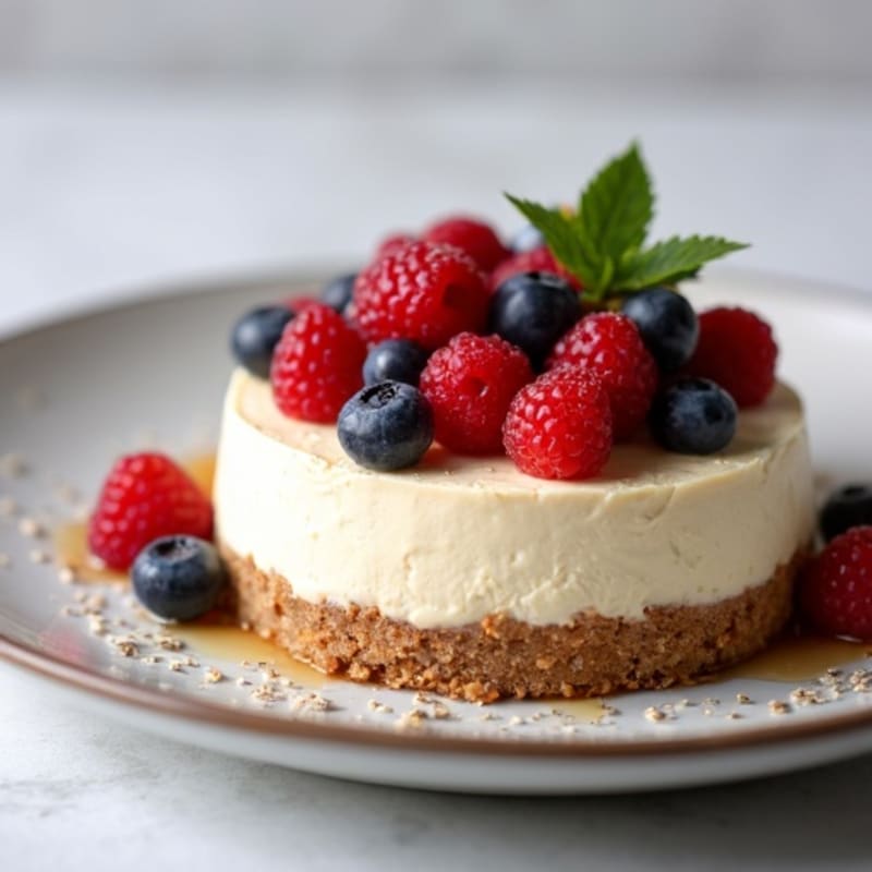 Greek Yogurt Protein Cheesecake with Mixed Berries