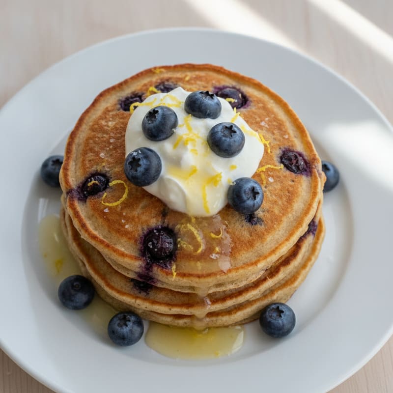 Blueberry Ricotta Pancakes with Lemon Zest