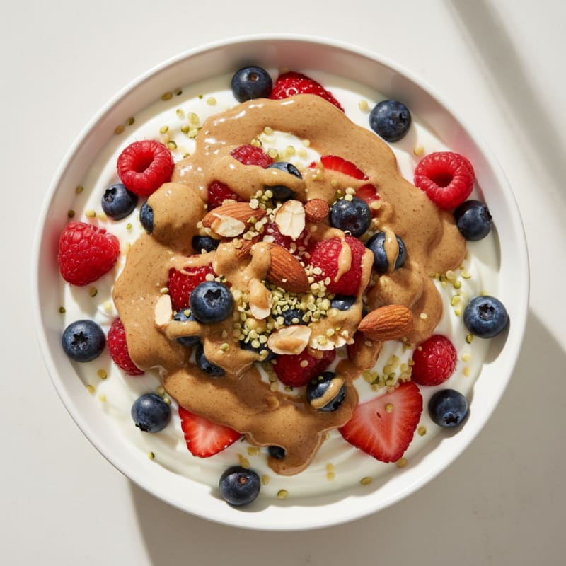 Creamy Greek Yogurt Parfait with Mixed Berries and Almond Butter