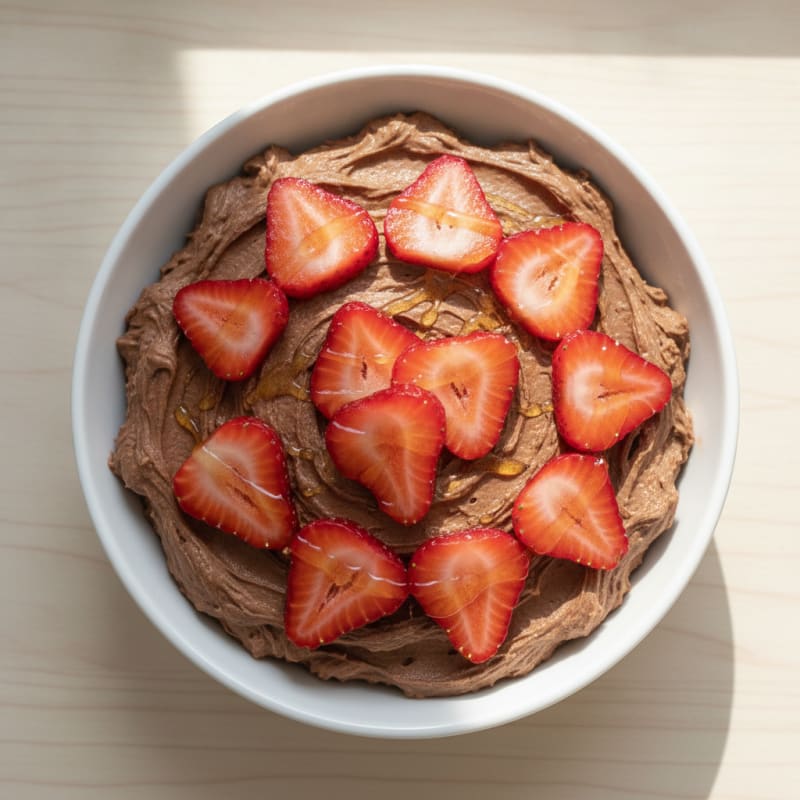 Creamy Cottage Cheese with Cocoa and Sliced Strawberries
