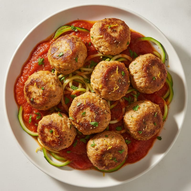 Lemon-Herb Chicken Meatballs with Marinara