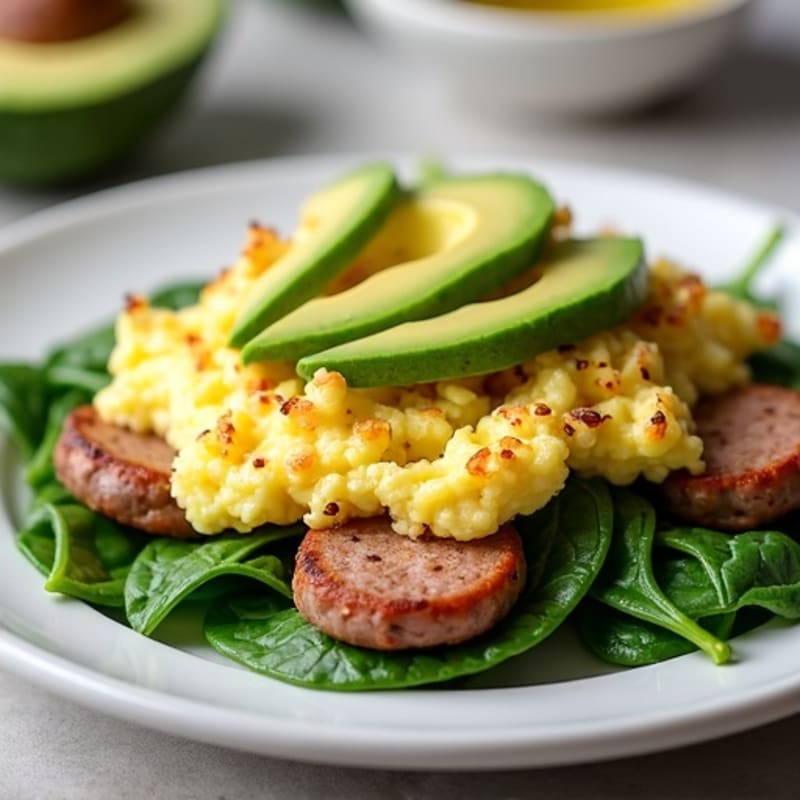 Egg White and Turkey Sausage Scramble with Spinach