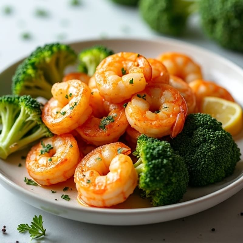 Crispy Lemon Garlic Shrimp with Roasted Broccoli