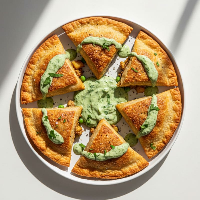 Spiced Potato and Pea Samosas with Chutney