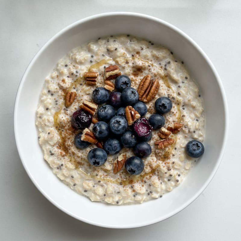 High-Protein Blueberry Pecan Overnight Oats