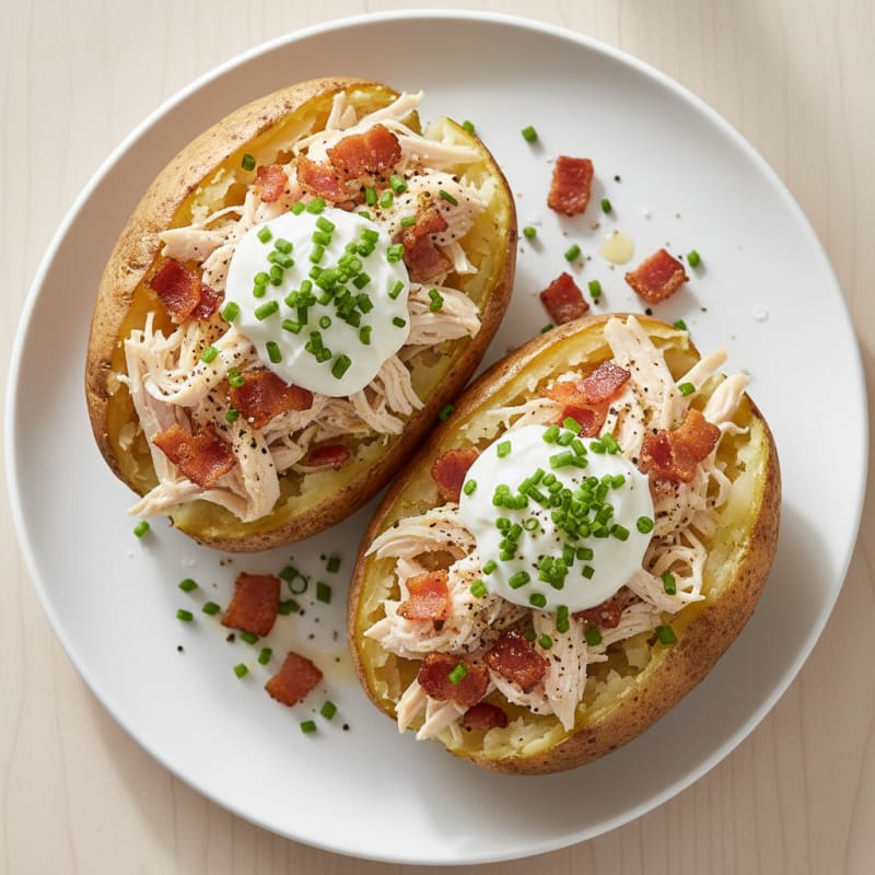 Loaded Baked Potatoes with Crispy Bacon