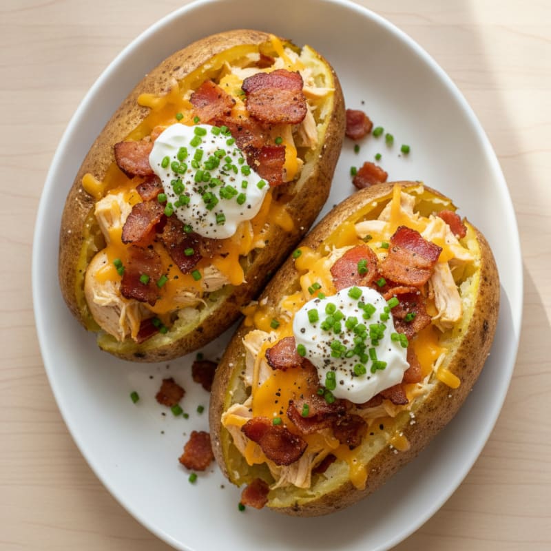 Loaded Baked Potatoes with Crispy Bacon