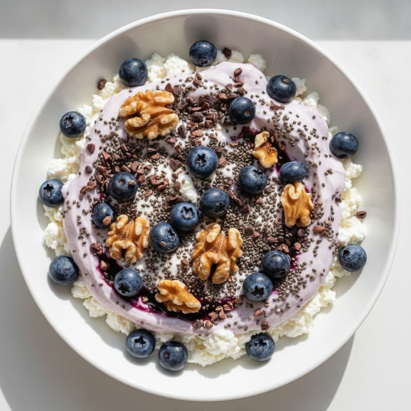 Cottage Cheese Blueberry Protein Bowl with Chia Seeds