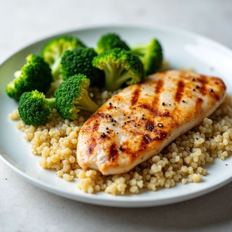 Grilled Chicken Breast with Quinoa and Steamed Broccoli