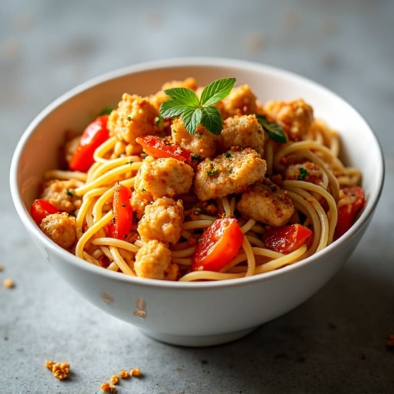 Crispy Ground Chicken Spicy Sesame Noodles