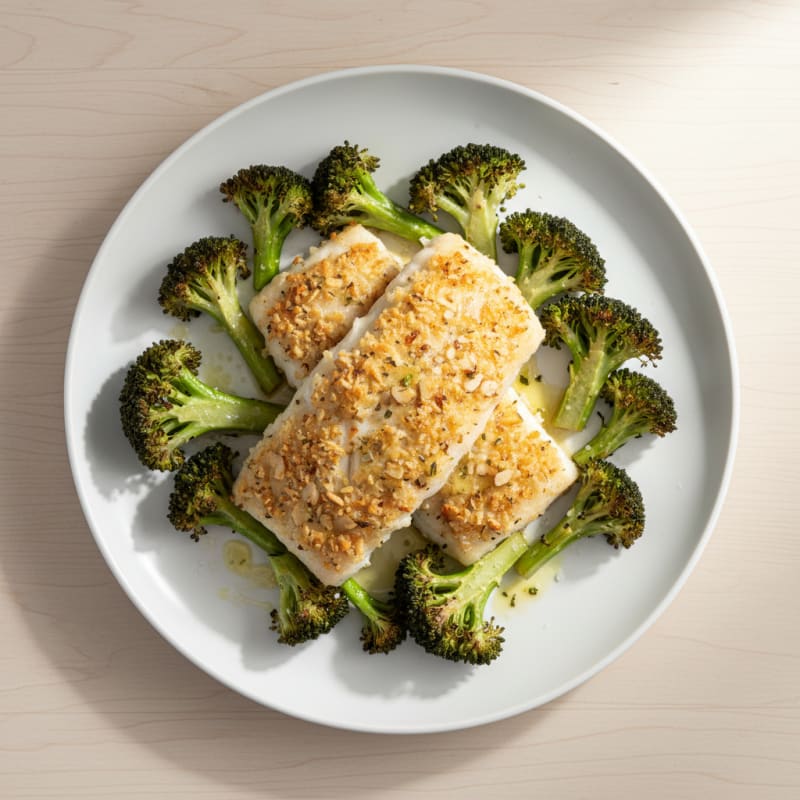 Crispy Baked Fish with Roasted Broccoli