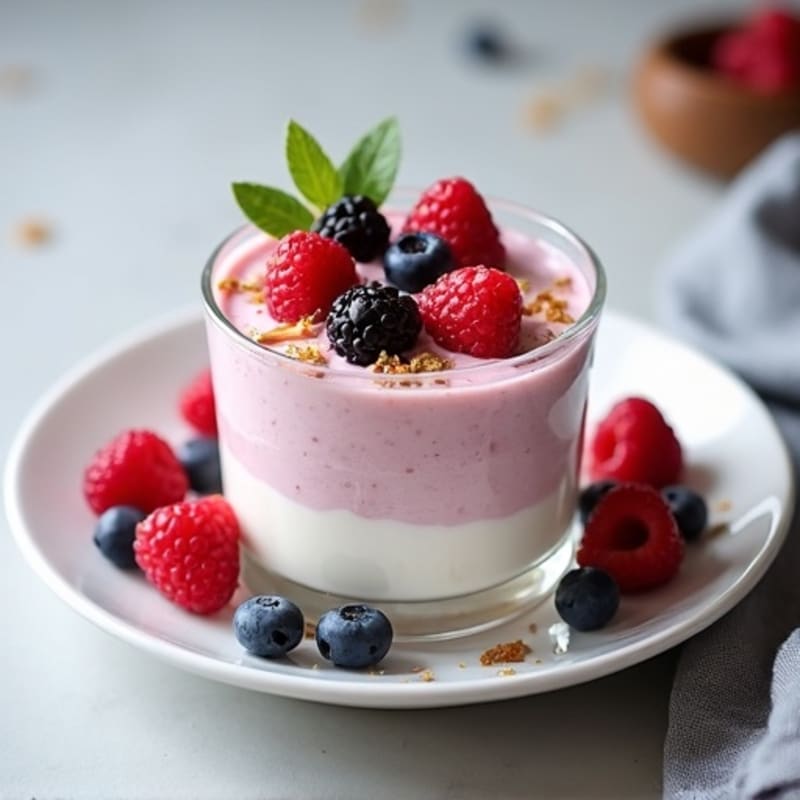 Greek Yogurt Protein Mousse with Mixed Berries