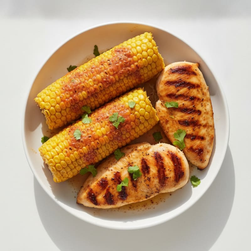 Roasted Corn with Chili-Lime Butter and Grilled Chicken