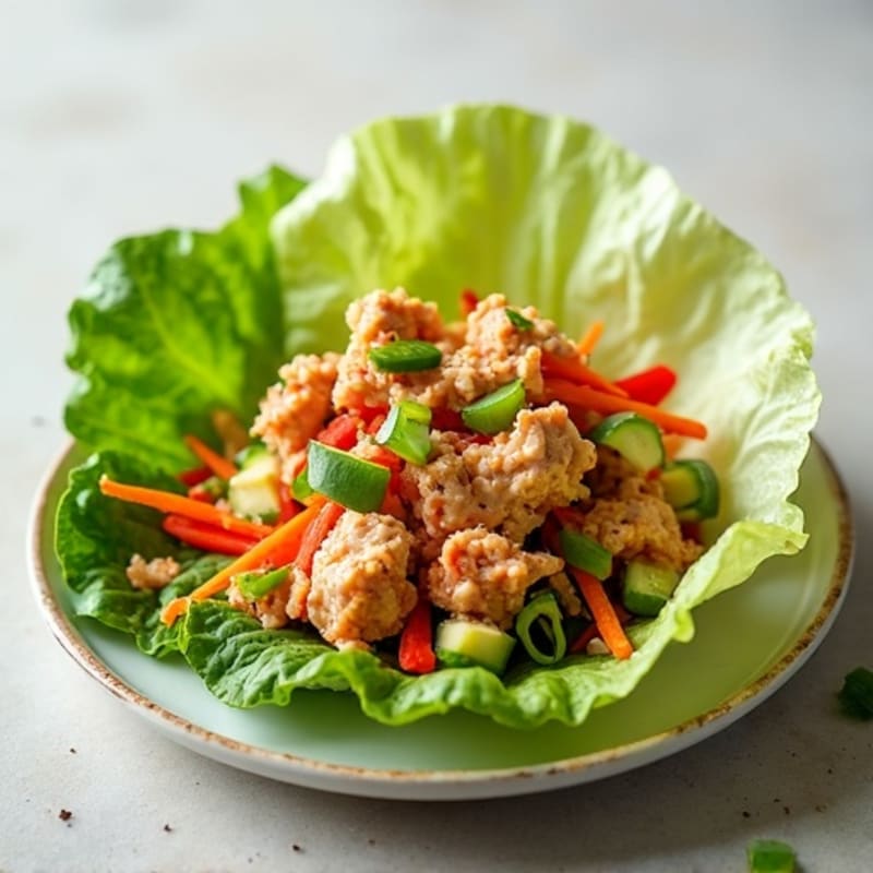 Spicy Tuna Lettuce Wraps with Crunchy Veggies