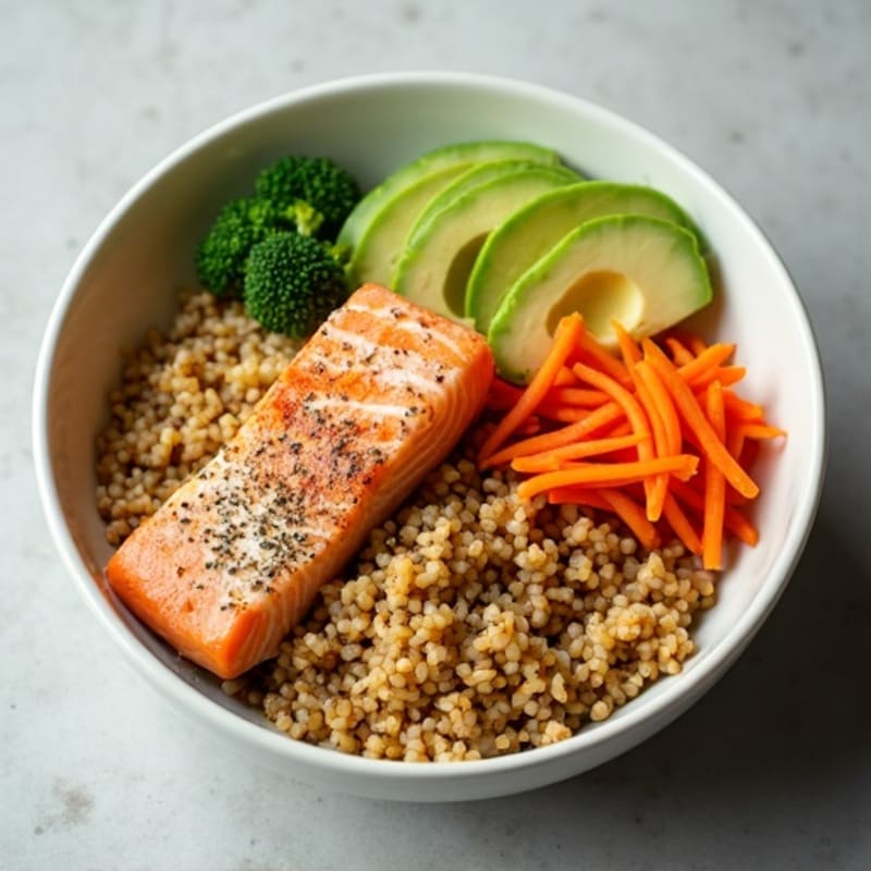 Fresh Salmon Rice Bowl with Creamy Avocado and Sesame Dressing