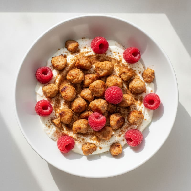 Creamy High-Protein Greek Yogurt with Sausage Crumble and Berries