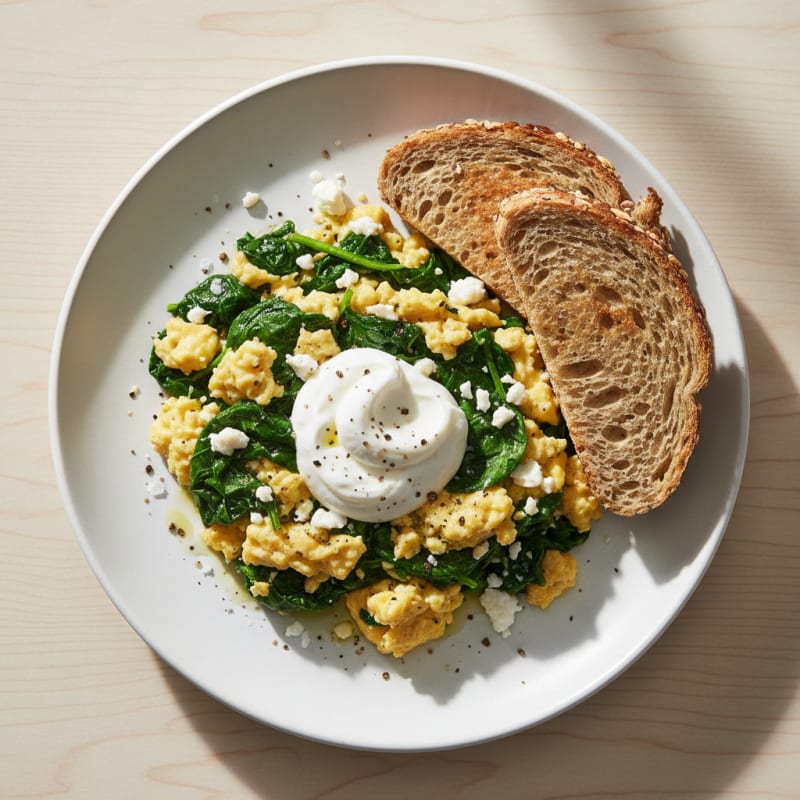 Creamy Spinach and Feta Scramble