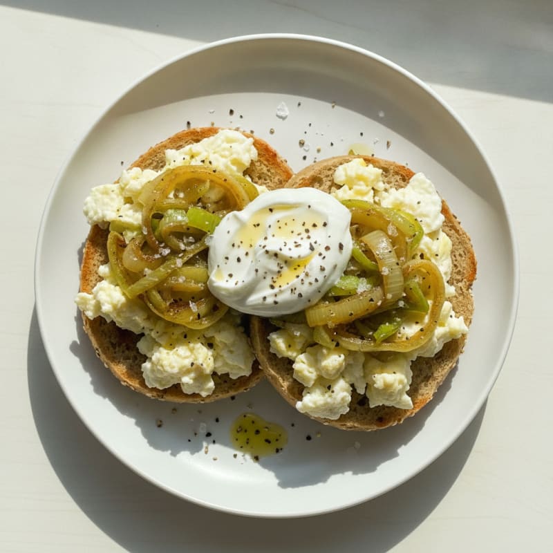 Savory Leek and Egg White Bagel