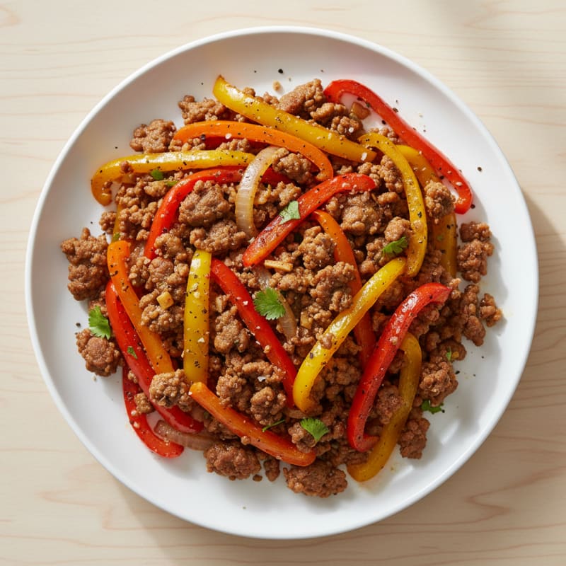 Smoky Ground Beef and Bell Pepper Skillet