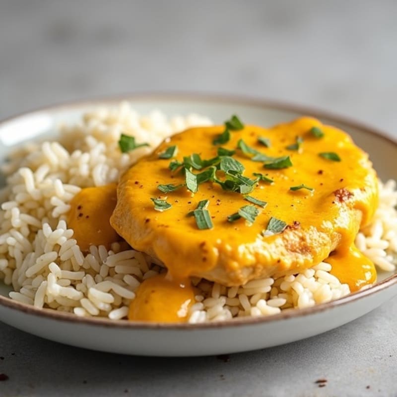 Golden Creamy Chicken with Fluffy Basmati Rice