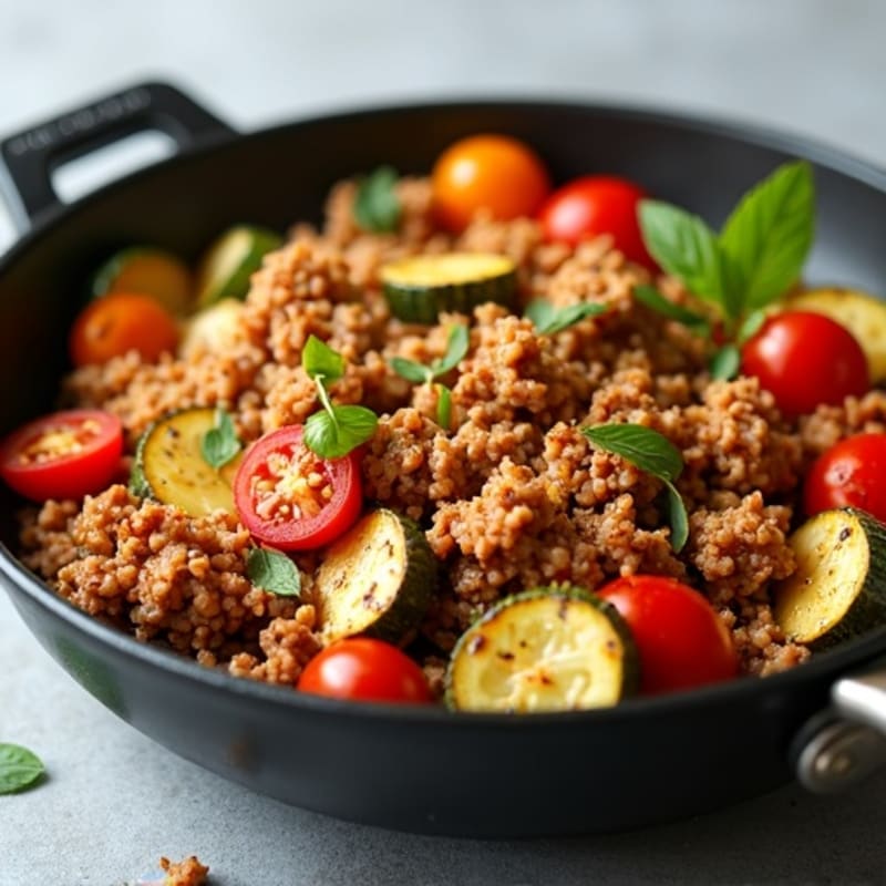 Crispy Ground Turkey and Roasted Vegetable Skillet