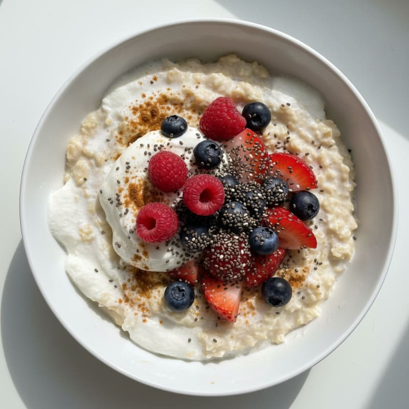 Egg White Oatmeal with Greek Yogurt and Berries