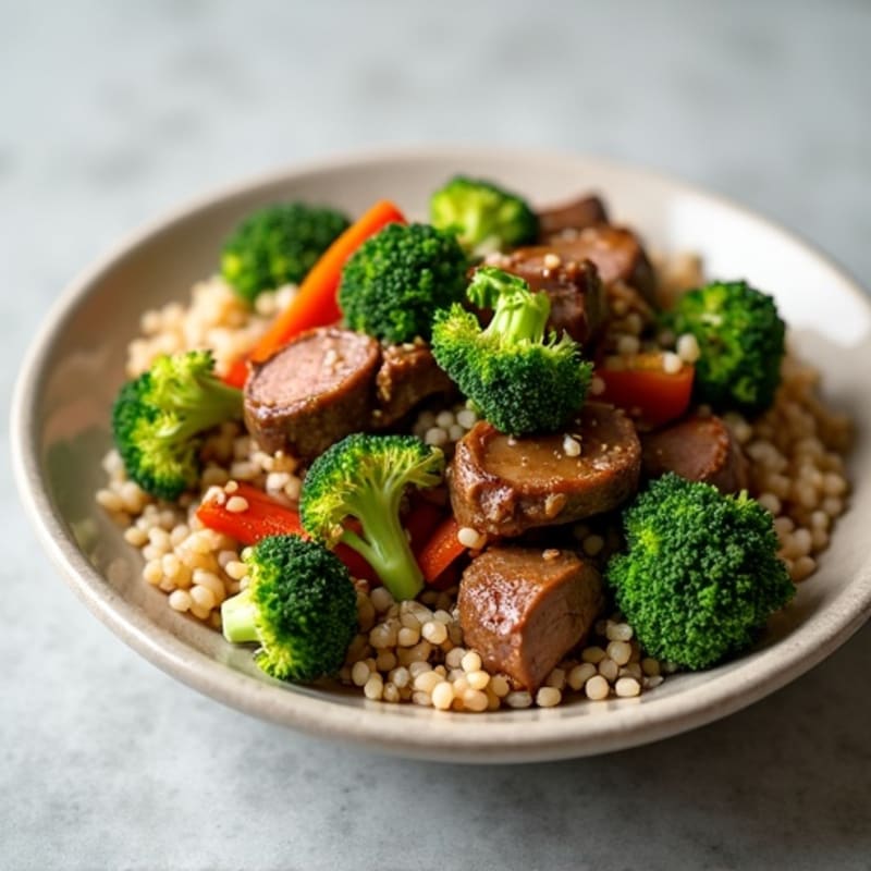 Savory Garlic Beef and Crisp Broccoli Stir-Fry with Brown Rice