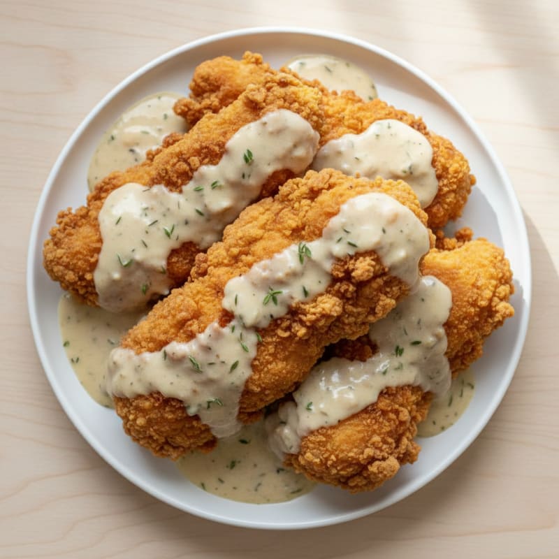 Crispy Buttermilk Fried Chicken with Creamy Gravy