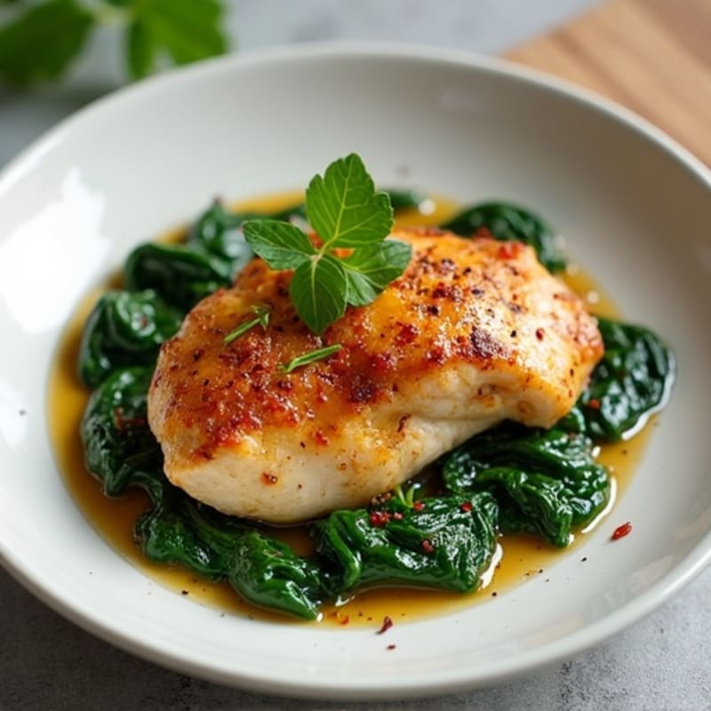 Tender Spiced Chicken with Creamy Coconut Spinach