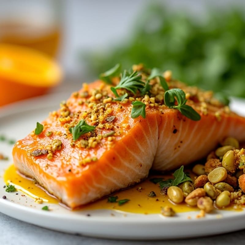 Crispy Pistachio-Crusted Salmon with Citrus-Ginger Glaze