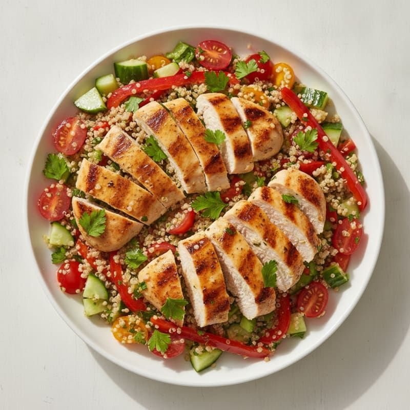 Grilled Chicken and Quinoa Salad with Crisp Vegetables